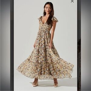 Bohemian Wedding Guest ASTR THE LABEL Primrose Cutout Strappy Maxi Dress